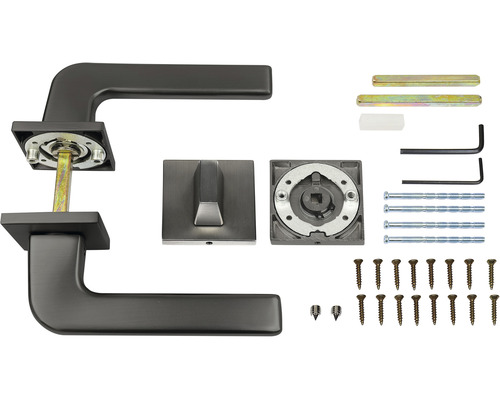 Sada kliky ke dveřím se čtvercovou rozetou a příslušenstvím