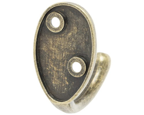 Jeden kovový nástěnný hák s montážními otvory