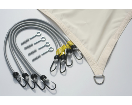 Sluneční plachta se šňůrami, šroubovacími háky a hmoždinkami