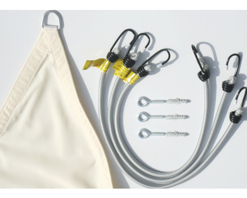 Sluneční plachta se šponovacími lanky a upevňovacím materiálem