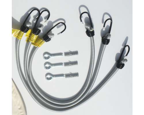 Pružné gumy s háčky a upevňovacím materiálem