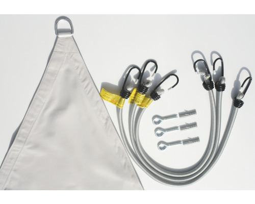 Trojúhelníková sluneční plachta s upevňovací sadou včetně napínáků lan a okroužků