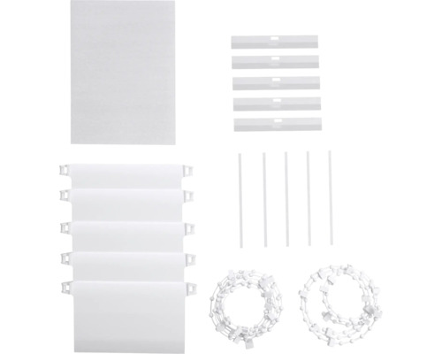 Náhradní díly pro vertikální žaluzie: látkové lamely, závaží, ovládací tyče a řetízky