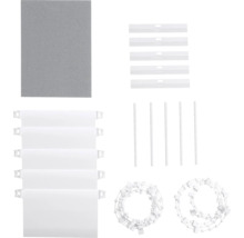 Sada náhradních dílů pro žaluzie s látkou, lamelami, závažími, otočnými tyčemi a řetízky