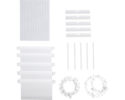 Náhradní díly pro žaluzie, včetně lamel, ovládacích tyčí a ovládacích šňůr