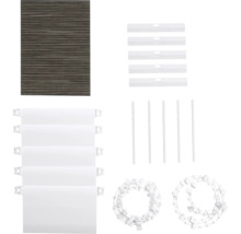 Komponenty pro žaluzie, včetně lamel, nosičů, vodících tyčí a ovládacích šňůr