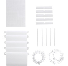 Náhradní díly pro vertikální žaluzie: látkové panely, zátěžové desky, lamelové spojky, ovládací tyče a řetízky