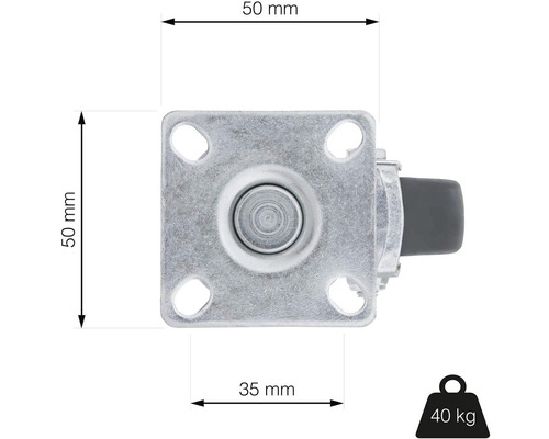 Nábytkové kolečko s rozměry a nosností 40 kilogramů