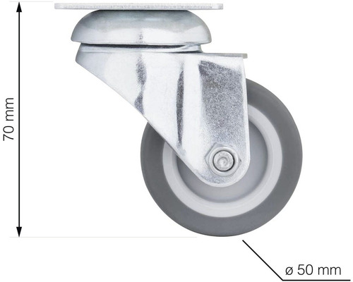 Otočné kolečko s deskou, průměr kola 50 mm, konstrukční výška 70 mm