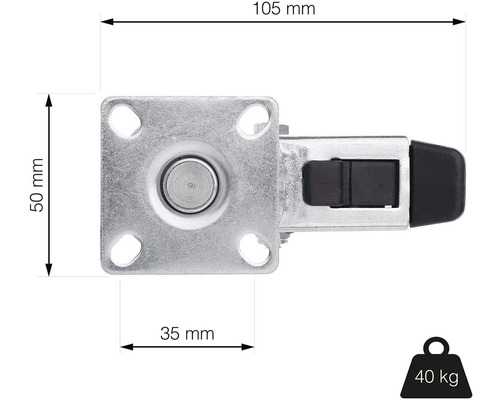 Nábytkové kolečko s brzdou, nosnost 40 kilogramů