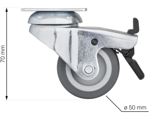 Otočné kolečko s brzdou, průměr kolečka 50 milimetrů