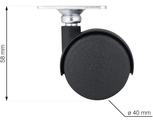 Kolečko k nábytku, průměr 40 milimetrů