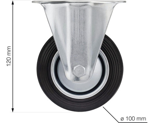 Otočné kolečko o průměru 100 mm a výšce 120 mm.