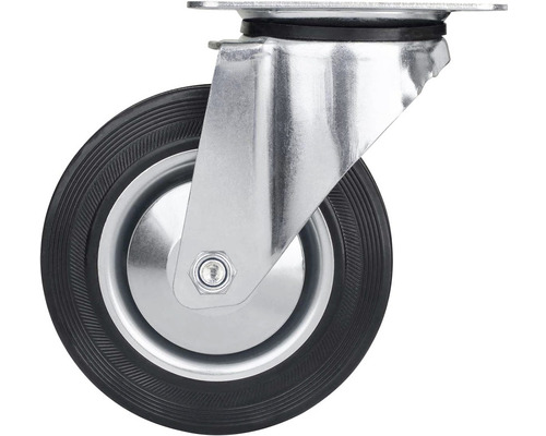 Otočné kolečko s černým gumovým kolečkem a ocelovým pouzdrem