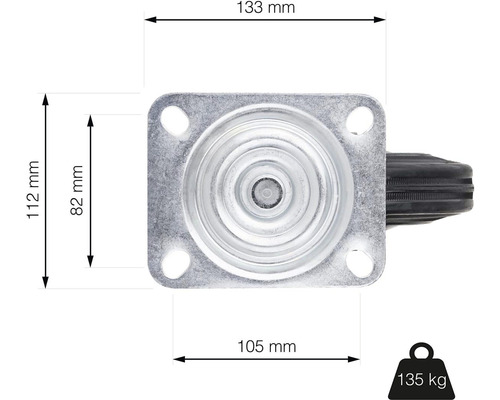 Rozměry a nosnost až 135 kilogramů pro nábytkové kolečko