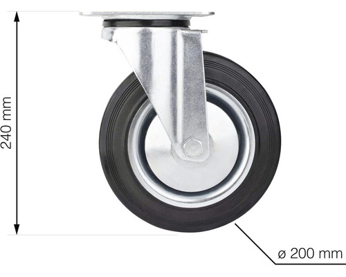 Otočné kolečko o průměru 200 milimetrů a výšce 240 milimetrů