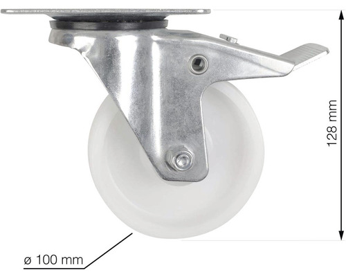 Nábytkové kolečko s brzdou a průměrem 100 milimetrů
