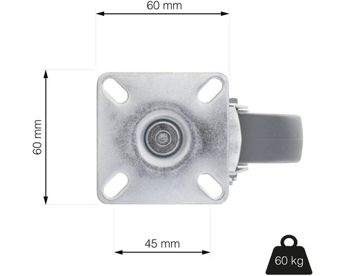 Otočné kolečko o průměru 60 mm a nosnosti 60 kilogramů