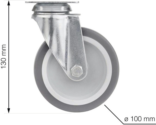Otočné kolečko o průměru 100 mm a konstrukční výšce 130 mm