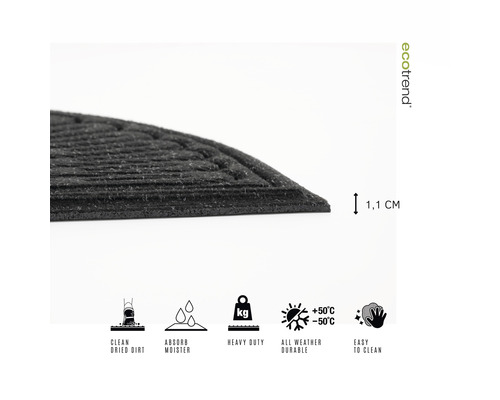 Rohožka s vlastnostmi: čistí zaschlé nečistoty, absorbuje vlhkost, vysoce odolná, odolná vůči povětrnostním vlivům a snadno se čistí
