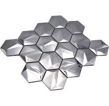 Kovová mozaika HXM 40SB šestihranná 3D ocel titan lesklá 25,7x29,7cm