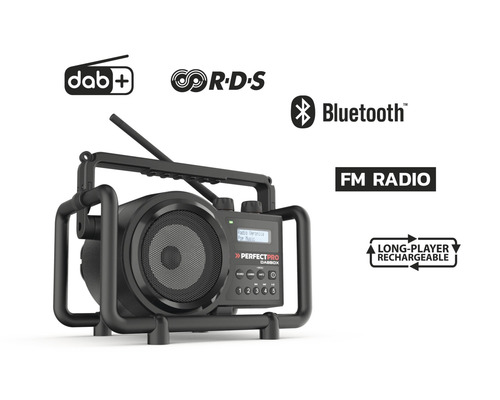 Staveništní rádio s funkcemi DAB Plus, RDS, Bluetooth a FM rádia
