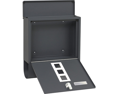 Otevřená šedá poštovní schránka s přihrádkou na noviny