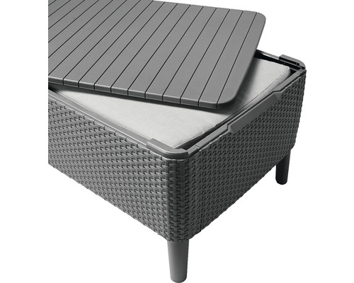 Zahradní stůl s úložným prostorem, vzhled ratanu