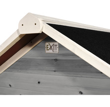 Detail střechy dětského domku s logem Exit