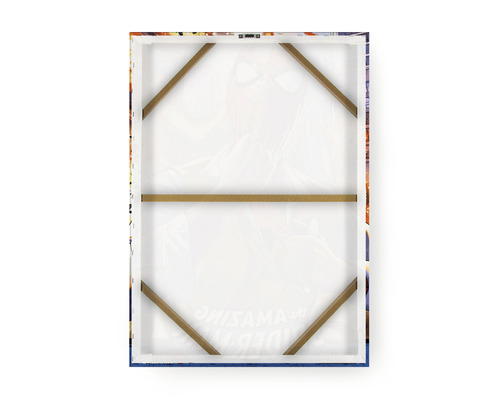 Pohled zezadu na plátno s dřevěným vypínacím rámem