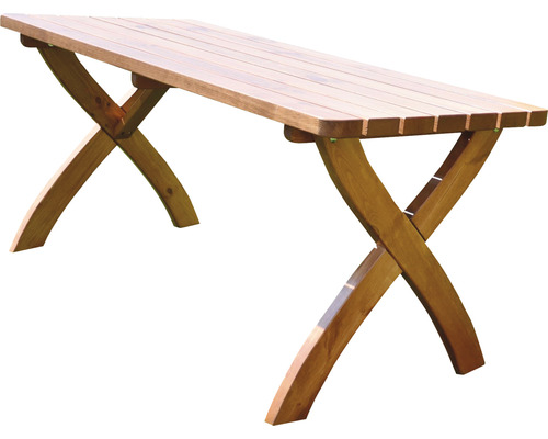 Dřevěný zahradní stůl s nohama do kříže