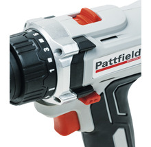 Detail akumulátorového šroubováku s logem Pattfield Ergo Tools