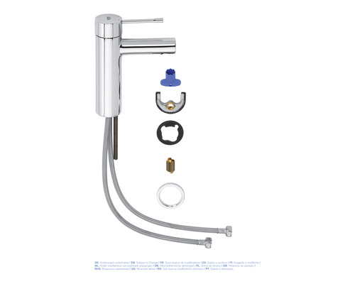 Sestava umyvadlové baterie s flexibilními hadicemi a montážním příslušenstvím