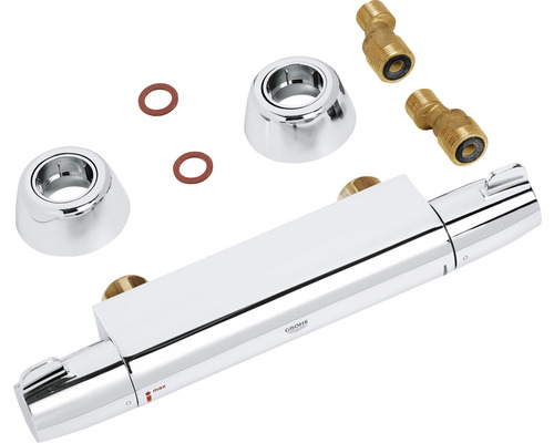 Nástěnná termostatická baterie s S-přípojkami, rozetami a těsněními