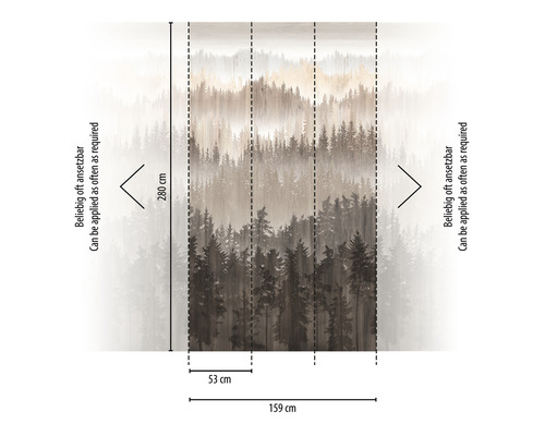 Tapeta s motivem lesa a stromů s rozměry