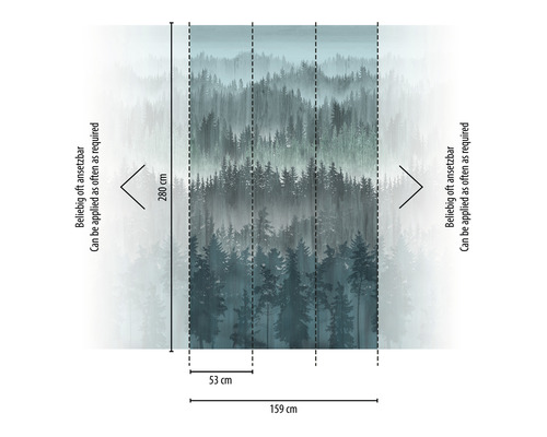 Fototapeta s motivem lesa a údaji o velikosti