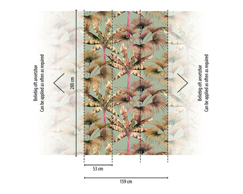Foto tapeta s palmovým vzorem a rozměry