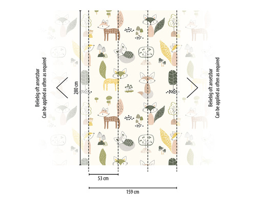 Grafická tapeta s liškami, stromy a houbami