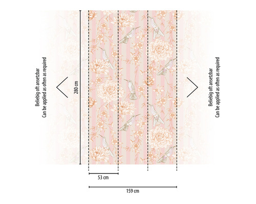 Tapeta s květinovým a ptačím vzorem a rozměry