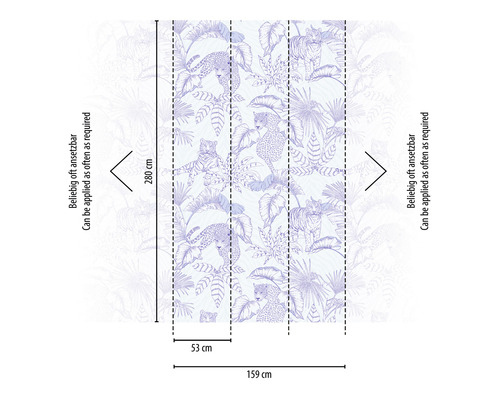 Fototapeta s motivem džungle, s tygry a leopardy, rozměry 159 cm x 280 cm