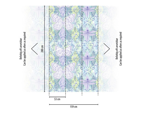 Tapeta se vzorem motýlů a vážek, rozměry 159 x 280 centimetrů