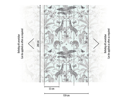 Tapeta s motivy džungle, výška 280 cm a šířka 159 cm