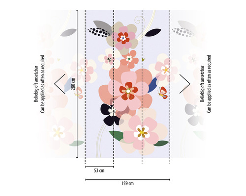 Foto tapeta s květinovým vzorem a údaji o velikosti