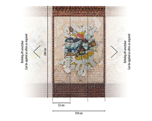 Fototapeta s graffiti motivem a rozměry na cihlové zdi