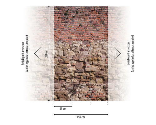 Fototapeta s vzhledem zdiva, rozměry 159 x 280 centimetrů