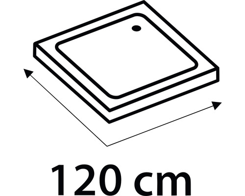 Ilustrace sprchové vaničky s rozměrem 120 cm