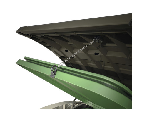 Otevřená zahradní truhla s řetězem