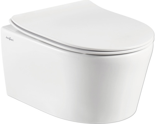 Sada závěsného WC Jungborn One hluboké splachování Krátká bez splachovacího okraje bílá s WC sedátkem