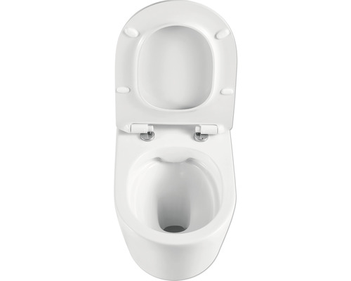 Závěsný klozet s hlubokým splachováním s otevřeným splachovacím kruhem a WC sedátkem