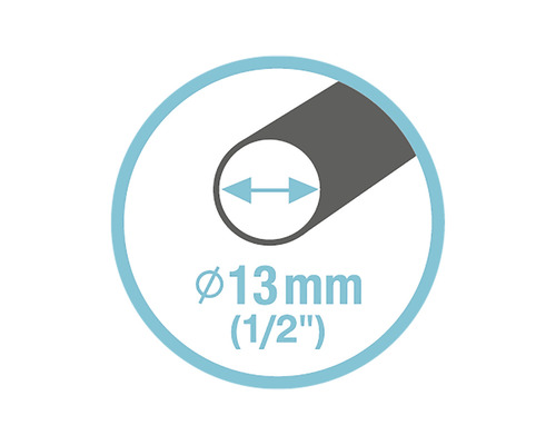 Symbol pro průměr 13 milimetrů, odpovídá půl palce